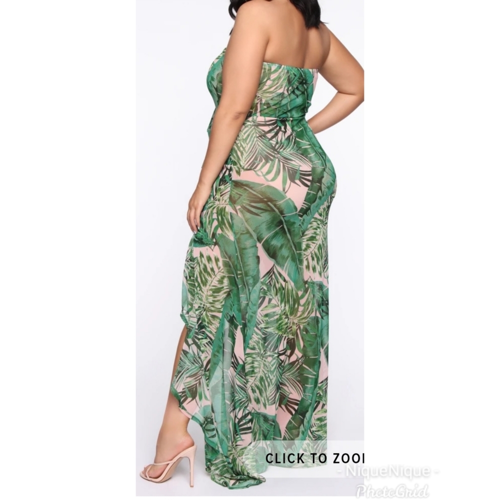 Tropical Print Halter maxi dress